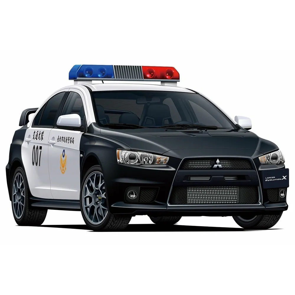 Mitsubishi CZ4A Lancer Evolution X Patrol Car 2007 Taipei City Police Department 1/24 Model Car Kit #06282 by Aoshima