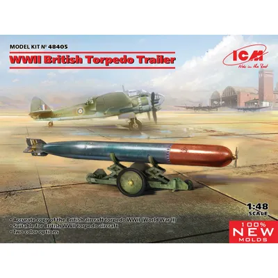WWII British Torpedo Trailer (100% new molds) 1/48 #48405 by ICM