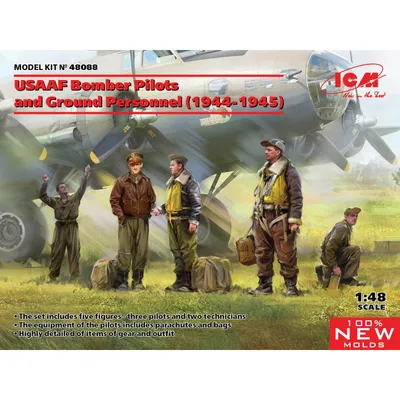 USAAF Bomber Pilots and Ground Personnel (1944-1945) (100% new molds) 1/48 #48088 by ICM