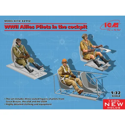 WWII Allies Pilots in the cockpit (British, American, Soviet) (100% new molds) 1/32 #32112 by ICM