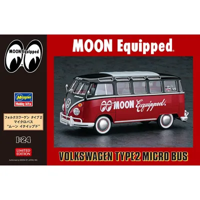 Volkswagen Type 2 Micro Bus 'Moon Equipped' 1/24 Model Car Kit #20524 by Hasegawa