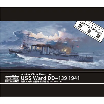 USS Ward DD-139 Wickes-class Destroyer 1941 (Limited Version) 1/700 Model Ship Kit #FH1106S by Flyhawk