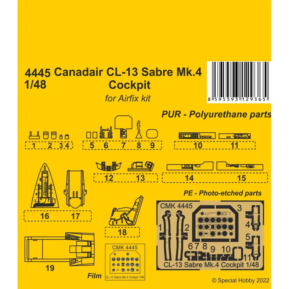 Canadair CL-13 Sabre Mk.4 Cockpit 1/48 #4445 Detail Kit by Special Hobby
