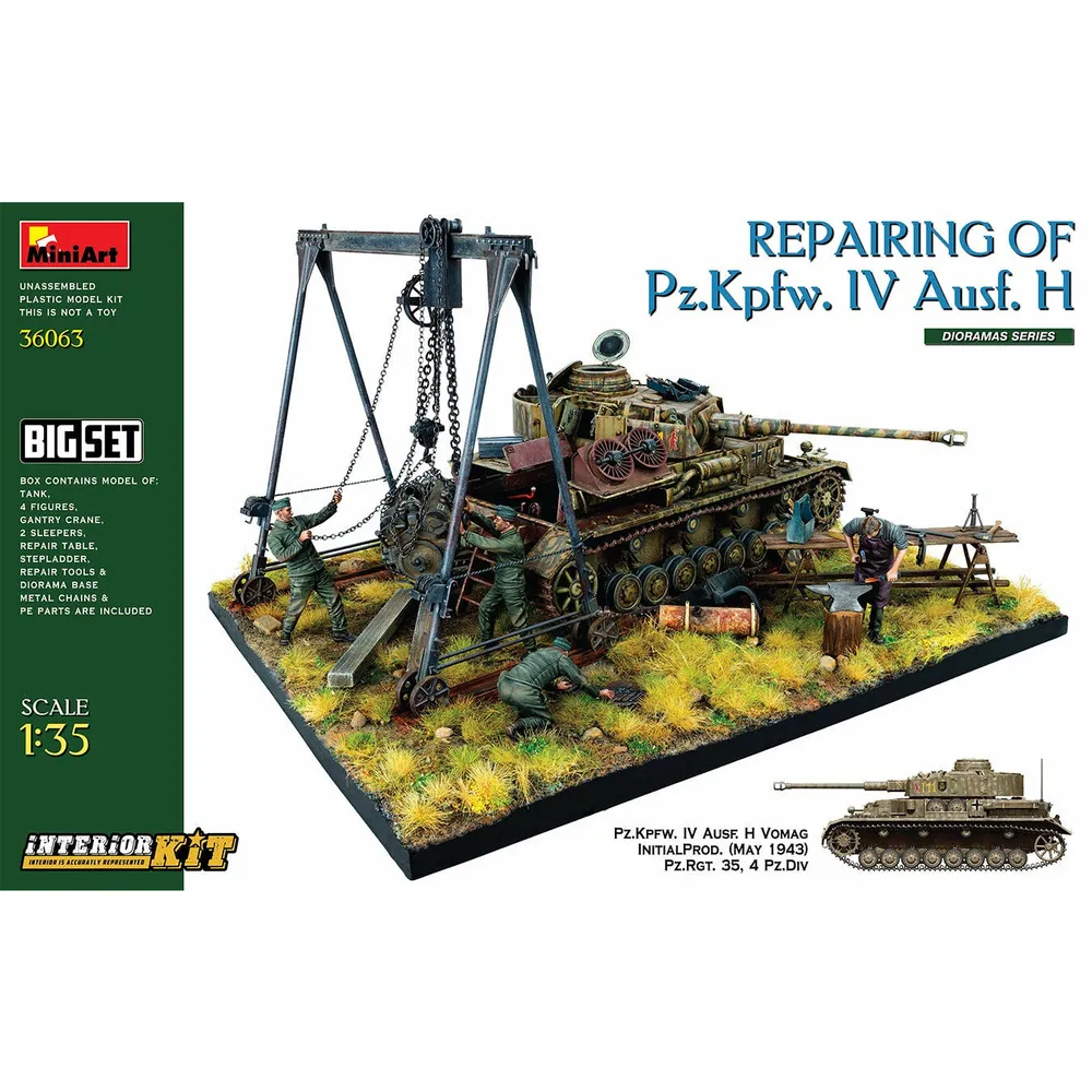 Repairing Of Pz.Kpfw. IV Ausf. H. Big Set #36063 1/35 Scenery Kit by MiniArt