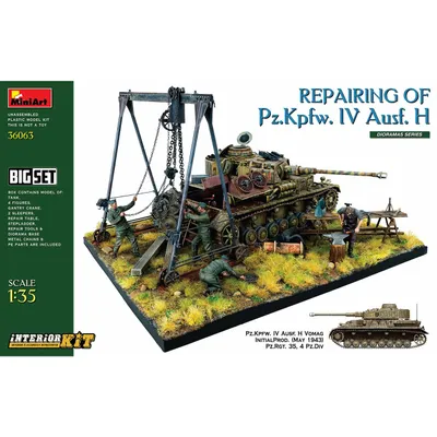 Repairing Of Pz.Kpfw. IV Ausf. H. Big Set #36063 1/35 Scenery Kit by MiniArt