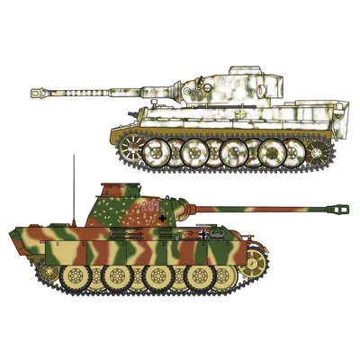 Tiger I & Panther G "German Army Main Battle Tank Combo" 1/72 #30067 by Hasegawa