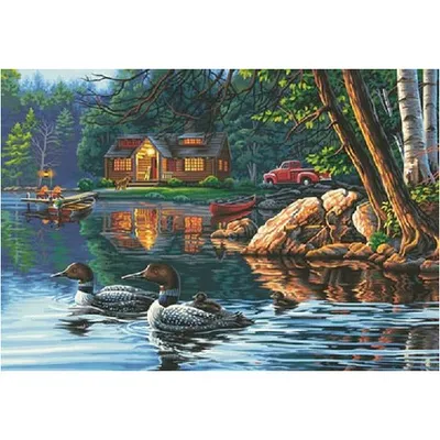 Dimensions Paint by Numbers Echo Bay (Ducks & Log Cabin) (20"x14")