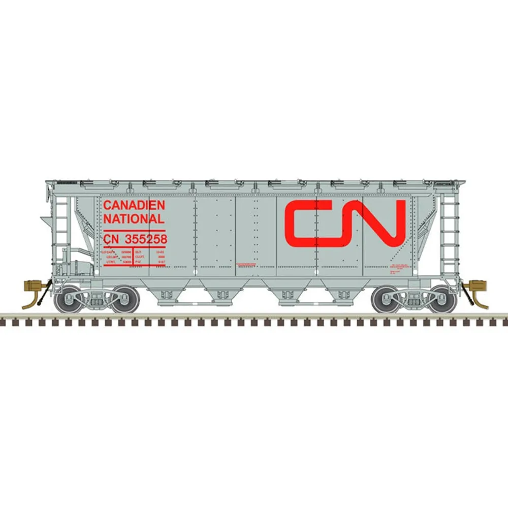 Atlas HO Slab Side Covered Hopper Canadian National Noodle Road #355151