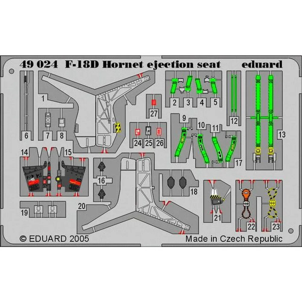 F-18D Hornet Ejection Seat Photo Etch (PAINTED) 1/48 by Eduard