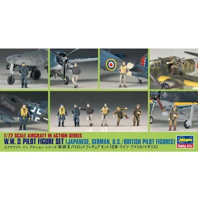 WW2 Pilot Figure Set (Japanese, German, British and US) 1/72 by Hasegawa