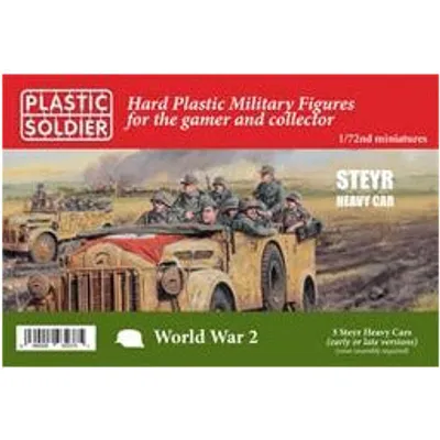 Steyr WWII Heavy Car  - 3 Cars with Figures #20031 1/72 Scenery Kit by Plastic Soldier