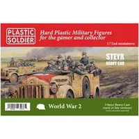 Steyr WWII Heavy Car  - 3 Cars with Figures #20031 1/72 Scenery Kit by Plastic Soldier