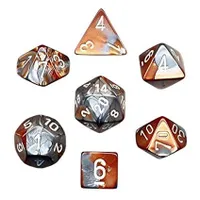 Chessex Gemini 7-Die Set Copper-Steel/White CHX26424