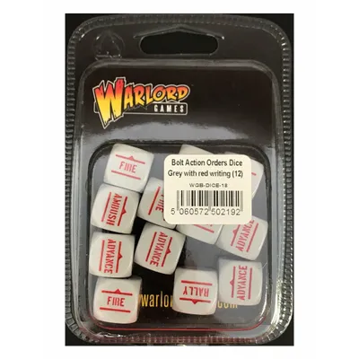 Bolt Action Orders Dice - Grey with Red Writing (12) WLG-WGB-DICE-18 by Warlord Games
