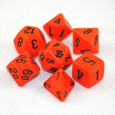 Chessex Opaque 7-Die Set Orange/Black CHX25403