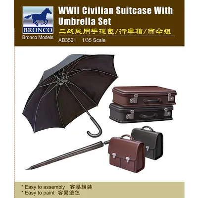 WWII Civilian Suitcase with Umbrella Set 1/35 #AB3521 by Bronco Models