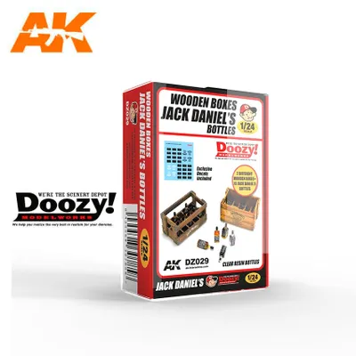 Interactive Wooden Boxes and Jack Daniels Bottles 1/24 AK-DZ029 by Doozy
