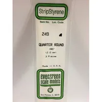 Evergreen #249 Styrene Shapes: Quarter Round 3 pack 0.080" (2.0mm) x 14" (35cm)