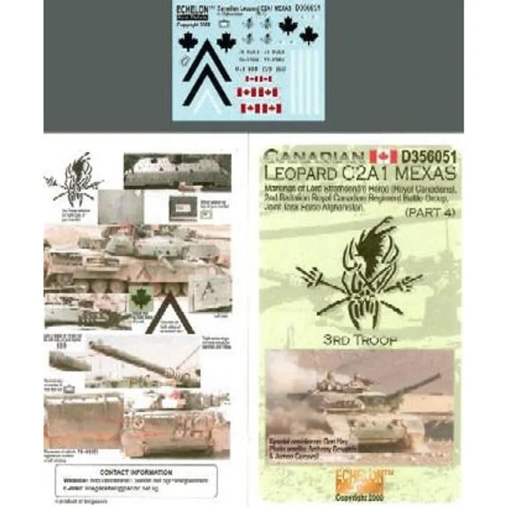 1/35 Echelon Canadian Leopard C2A1 MEXAS 2nd Batallion RCR  decals