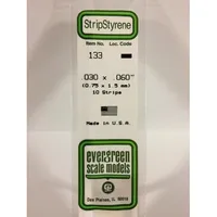 Evergreen #133 Styrene Strips: Dimensional 10 pack 0.030" (0.75mm) x 0.060" (1.5mm) x 14" (35cm)