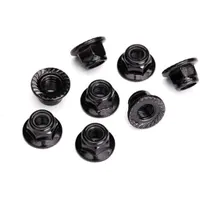 TRA8447 Nuts, 5mm flanged nylon locking (steel, black serrated)