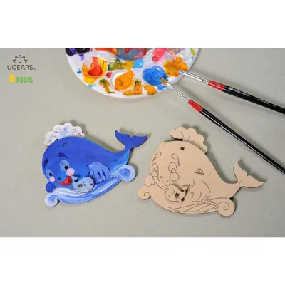 3-D Coloring Puzzle Whale by Ugears