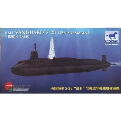 HMS Vanguard S-28 SSBN Submarine 1/350 Model Submarine Kit #5014 by Bronco