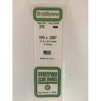 Evergreen #379 Styrene Strips: Dimensional 8 pack 0.100" (2.5mm) x 0.250" (6.3mm) x 24" (60cm)