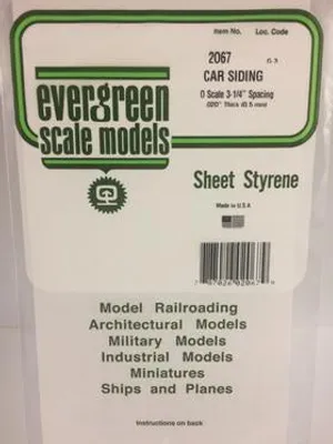 Evergreen #2067 - .067" Opaque White Polystyrene O Scale Freight Car Siding