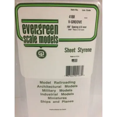 Evergreen #4188 Styrene Siding: 0.040" V-Groove 0.188" (4.8mm) Spacing 6" x 12"