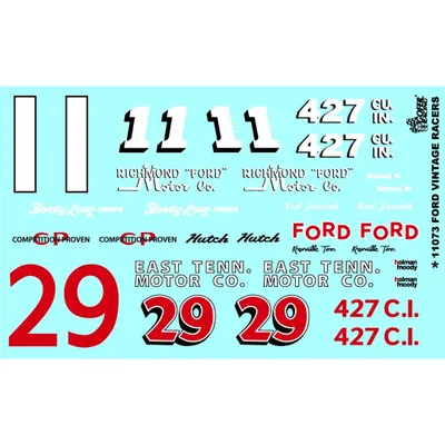 Gofer Racing Ford Vintage Racer Decals 1/24