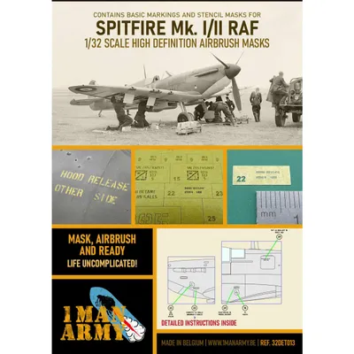 1ManArmy 1/32 Spitfire Mk.I/II RAF 1941/42 Airbrush Paint Mask