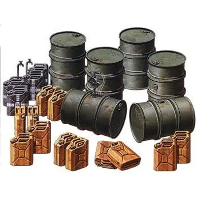 Military Miniatures German Fuel Drum Set #35186 1/35 Detail Kit by Tamiya