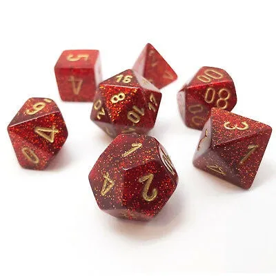 Chessex Glitter 7-Die Set RUBY/Gold CHX27504