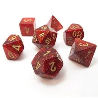 Chessex Glitter 7-Die Set RUBY/Gold CHX27504