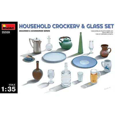 Household Crockery & Glass Set #35559 1/35 Detail Kit by MiniArt