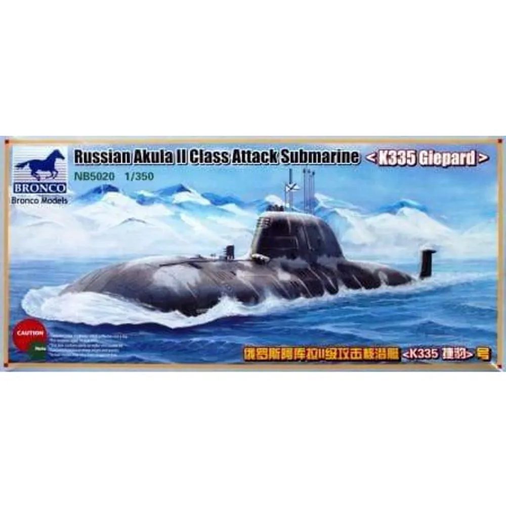 Russian Akula II Class Attack Submarine K335 Giepard 1/350 Model Submarine Kit #5020 by Bronco