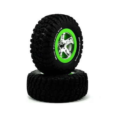 TRA5865 Tires and Wheels Chrome, green beadlock wheel, BF Goodrich Mud-Terrain T/A TRA5865