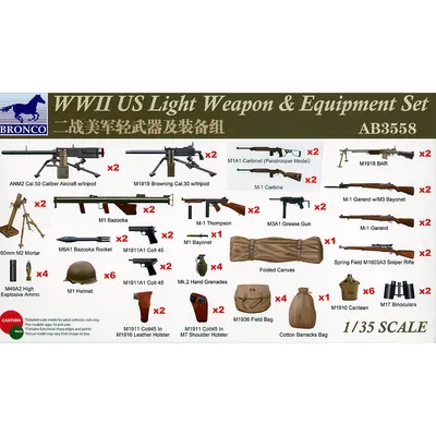 WWII US Light Weapon & Equipment Set 1/35 by Bronco