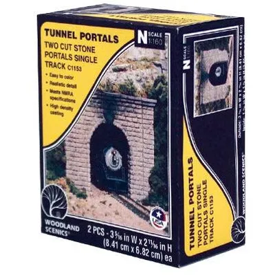 Woodland Scenics Tunnel Portal, Cut Stone ,Single Track (N Scale) WOO1153
