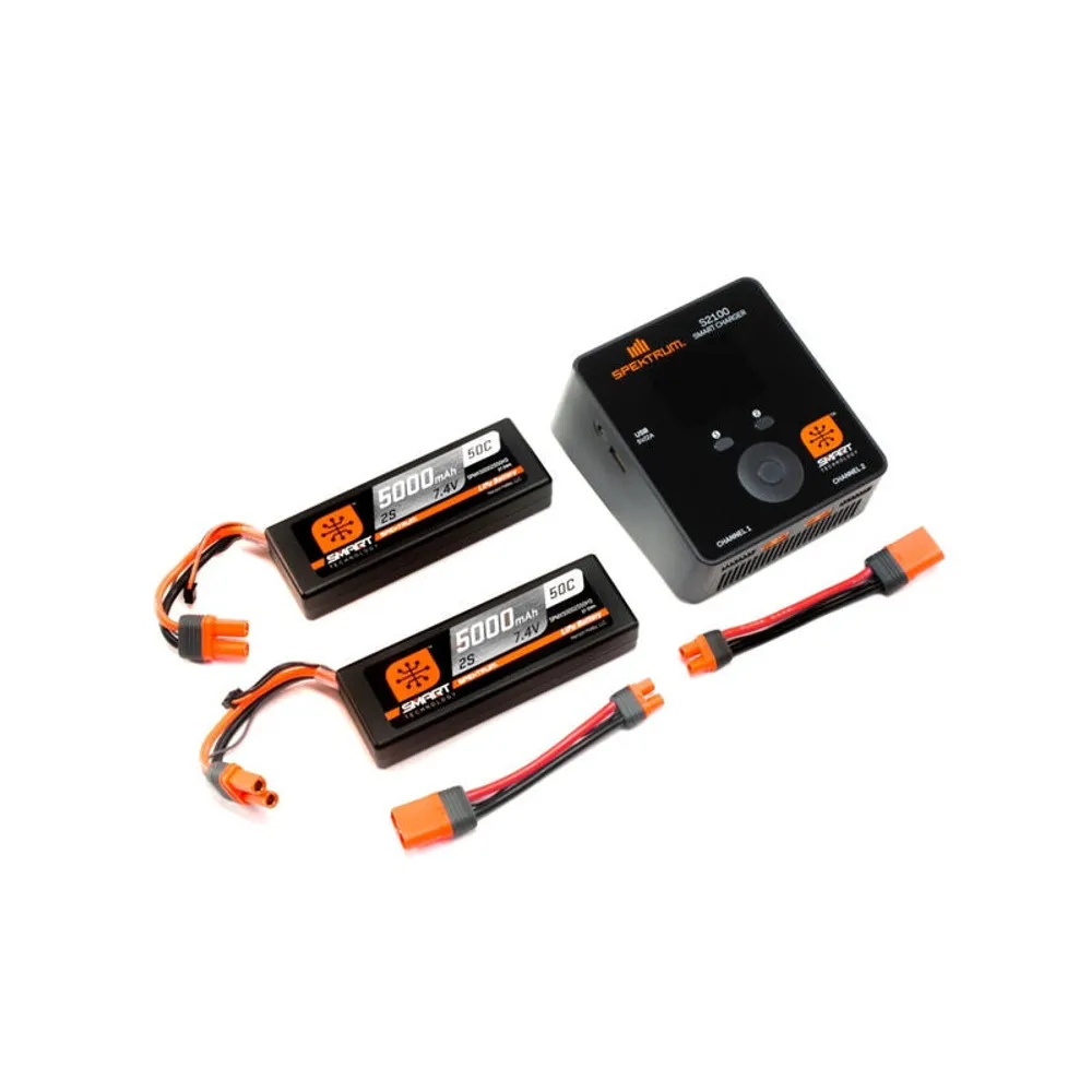 Spektrum Smart 4S Powerstage Bundle w/Dual 100w Charger and 2 5000mah 2S 50C Batteries