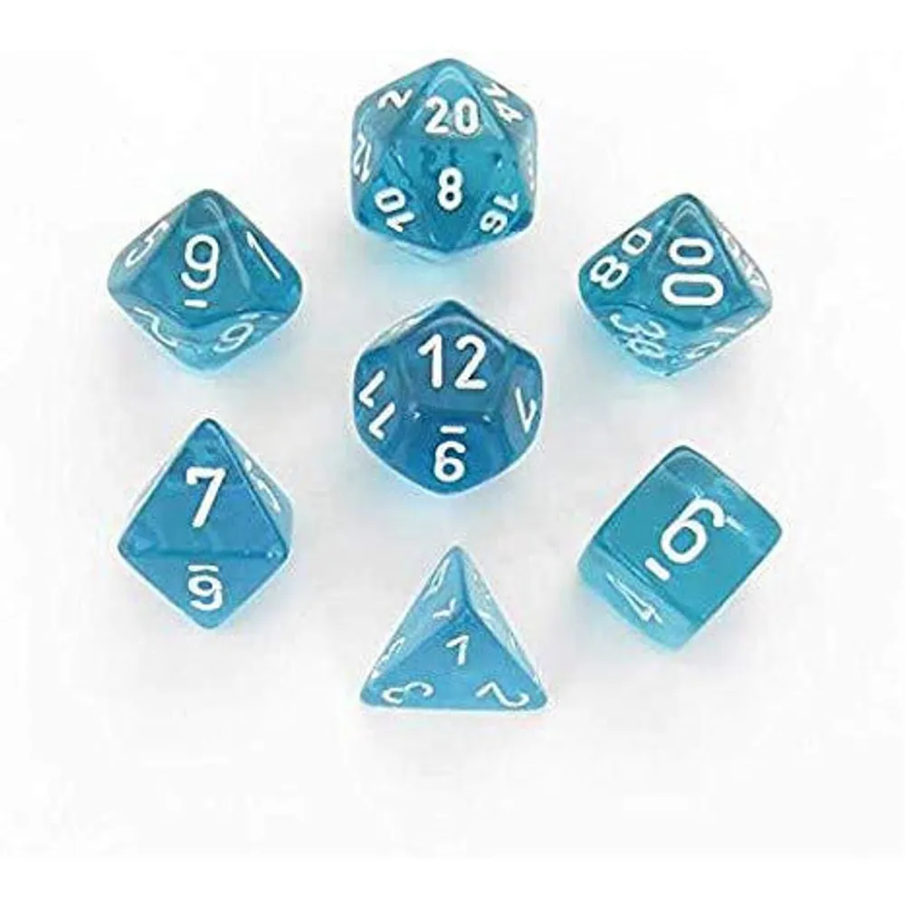 Chessex Translucent 7-Die Set Teal w/White CHX23085