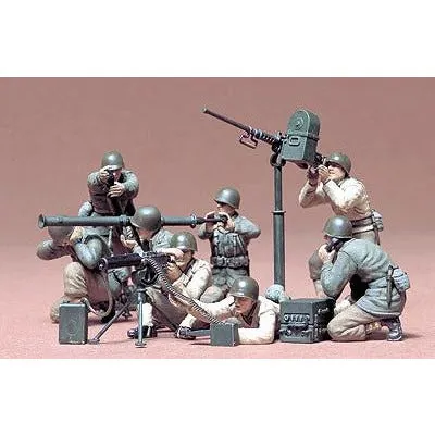 WWII Military Miniatures US Gun & Mortar Team Set #35086 1/35 Figure Kit by Tamiya