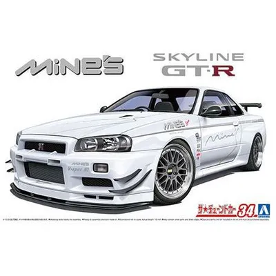 2002 Nissan Mine's BNR34 Skyline GT-R Model Car Kit #05986 1/24 by Aoshima