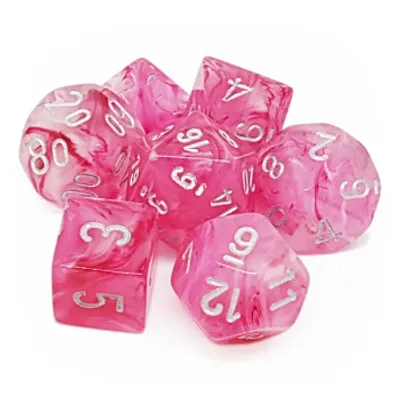 Chessex Ghostly Glow 7-Die Set Pink Silver CHX27524