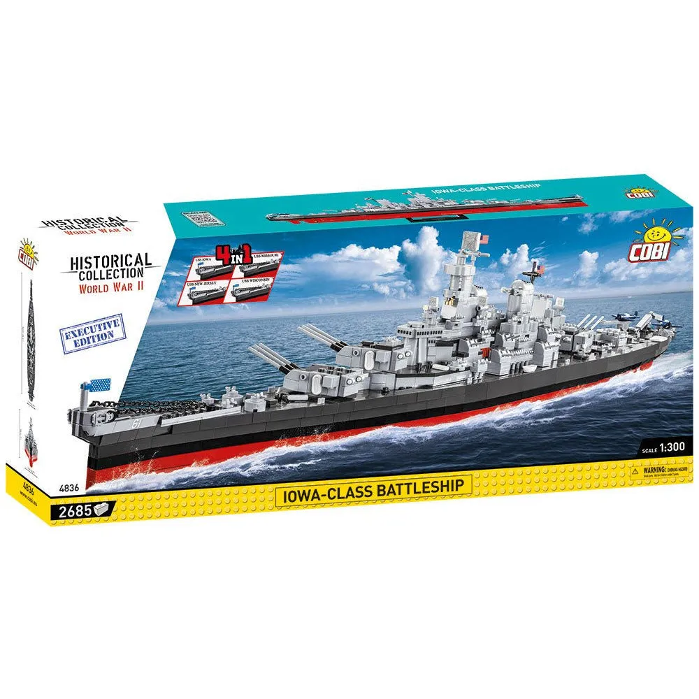 Cobi Historical Collection WWII: 4836 Iowa-class Battleship 4in1 Iowa (Bb-61) / New Jersey (BB-62) / Missouri (BB-63) / Wisconsin (BB-64) Executive Edition 2665 PCS