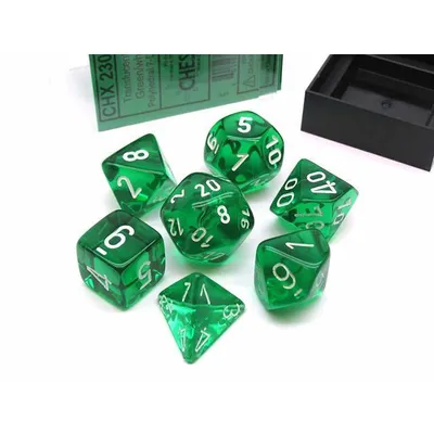 Chessex Translucent 7-Die Set Green w/White CHX23075