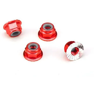 TRA1747A 4mm Aluminum Flanged Serrated Nuts - Red (4)