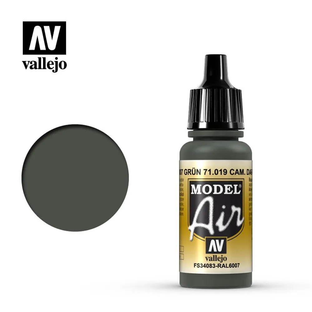 Vallejo Model Air 71.019 Camouflage Dark Green (RAL 6007) 17mL