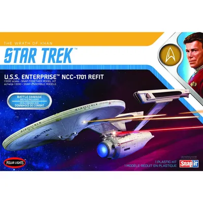 USS Enterprise NCC-1701 1/1000 Refit Wrath of Khan (Snap Fit) Star Trek Model Kit #974 by Polar Lights